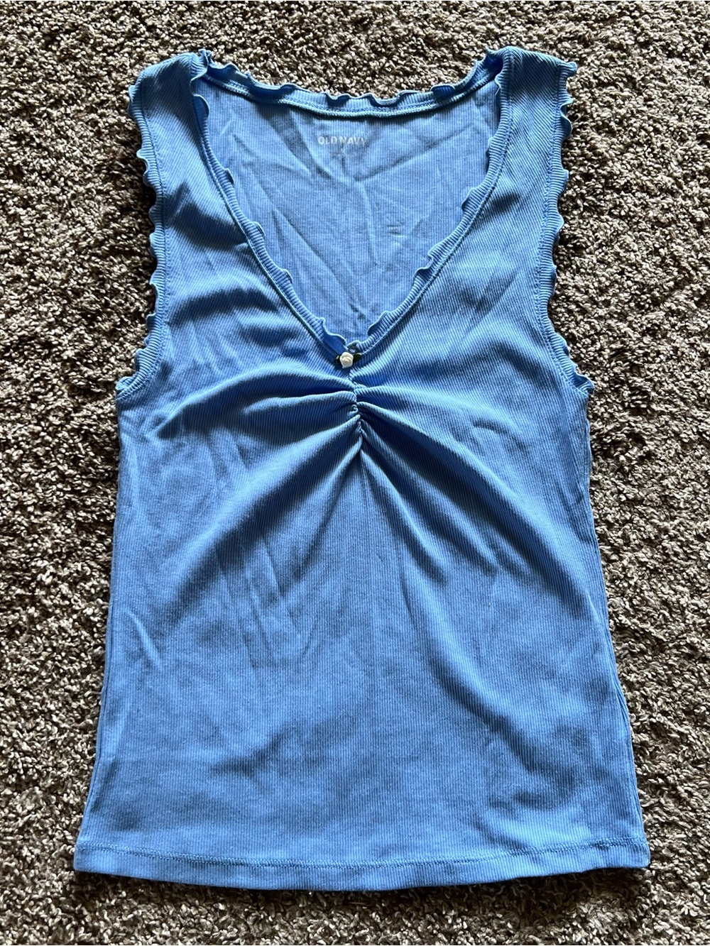 Old Navy Blue Sleeveless V-Neck Ruched Tank